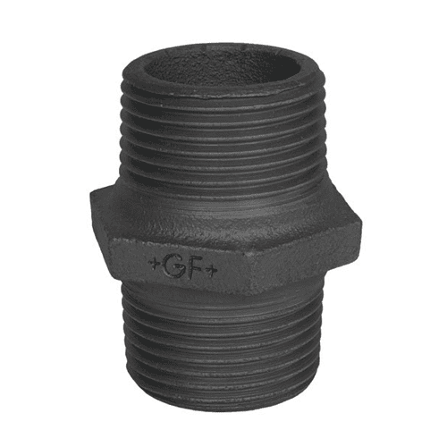 GF 280 malleable dubbele nippel met draad en rand (2x bu.dr.)