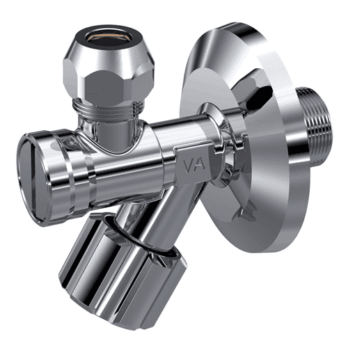 Raminex hoekstopkraan met filter, knop chroom