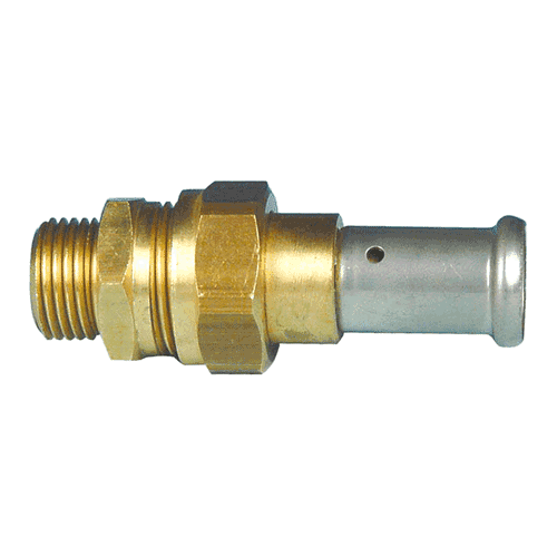 Henco, 3-dl. messing koppeling, vlakke dichting