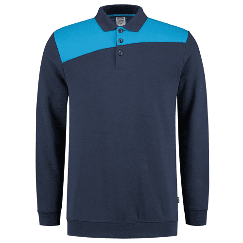 Tricorp polosweater bicolor naden, ink-turquoise